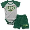 Wes And Willy Infant North Dakota State Bison Hiro Onesie/Short Set Dark Green
