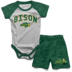 Wes And Willy Infant North Dakota State Bison Hiro Onesie/Short Set Dark Green