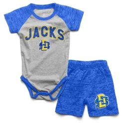 Wes And Willy Infant South Dakota State Jackrabbits Hiro Onesie/Short Set Royal