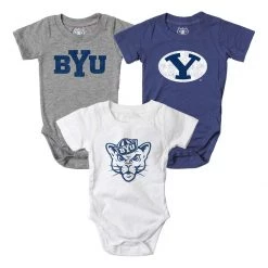 Wes And Willy Infant BYU Cougars Hopper 3 Pack Onesies Multi