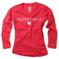 Wes And Willy Kids' Nebraska Cornhuskers Husker Long Sleeve Shirt Red