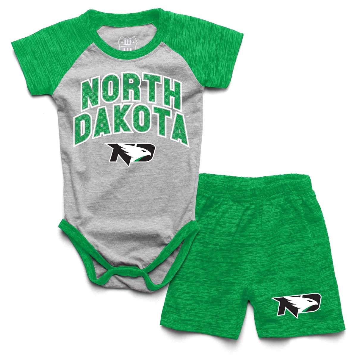 Wes And Willy Infant North Dakota Fighting Hawks Hiro Onesie/Short Set Green 4 Wes And Willy Infant North Dakota Fighting Hawks Hiro Onesie/Short Set Green - Image 2