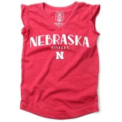 Wes And Willy Girls' Nebraska Cornhuskers Ariel T-Shirt Red