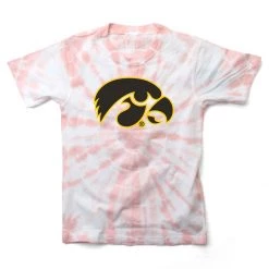 Wes And Willy Kids' Iowa Hawkeyes Logo Tie Dye T-Shirt Pink