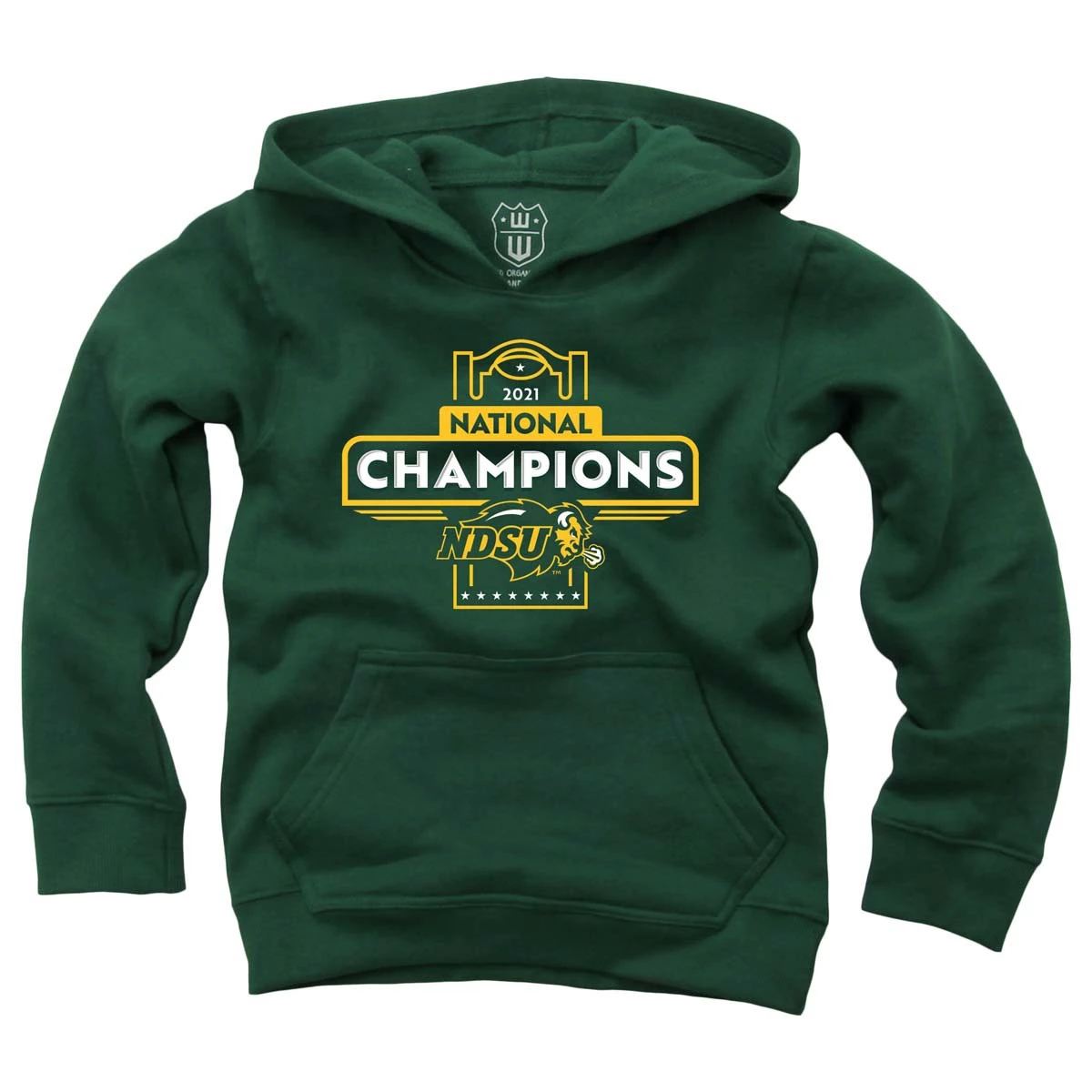 Wes And Willy Kids' North Dakota State Bison 2021 National Champions Hoodie Green 3 Wes And Willy Kids' North Dakota State Bison 2021 National Champions Hoodie Green