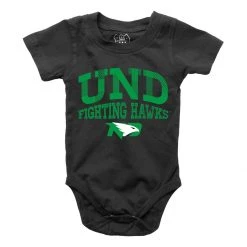 Wes And Willy Infant North Dakota Fighting Hawks Zazu Onesie Black