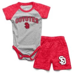 Wes And Willy Infant South Dakota Coyotes Hiro Onesie/Short Set Red