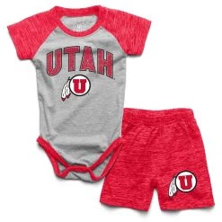Wes And Willy Infant Utah Utes Hiro Onesie/Short Set Red