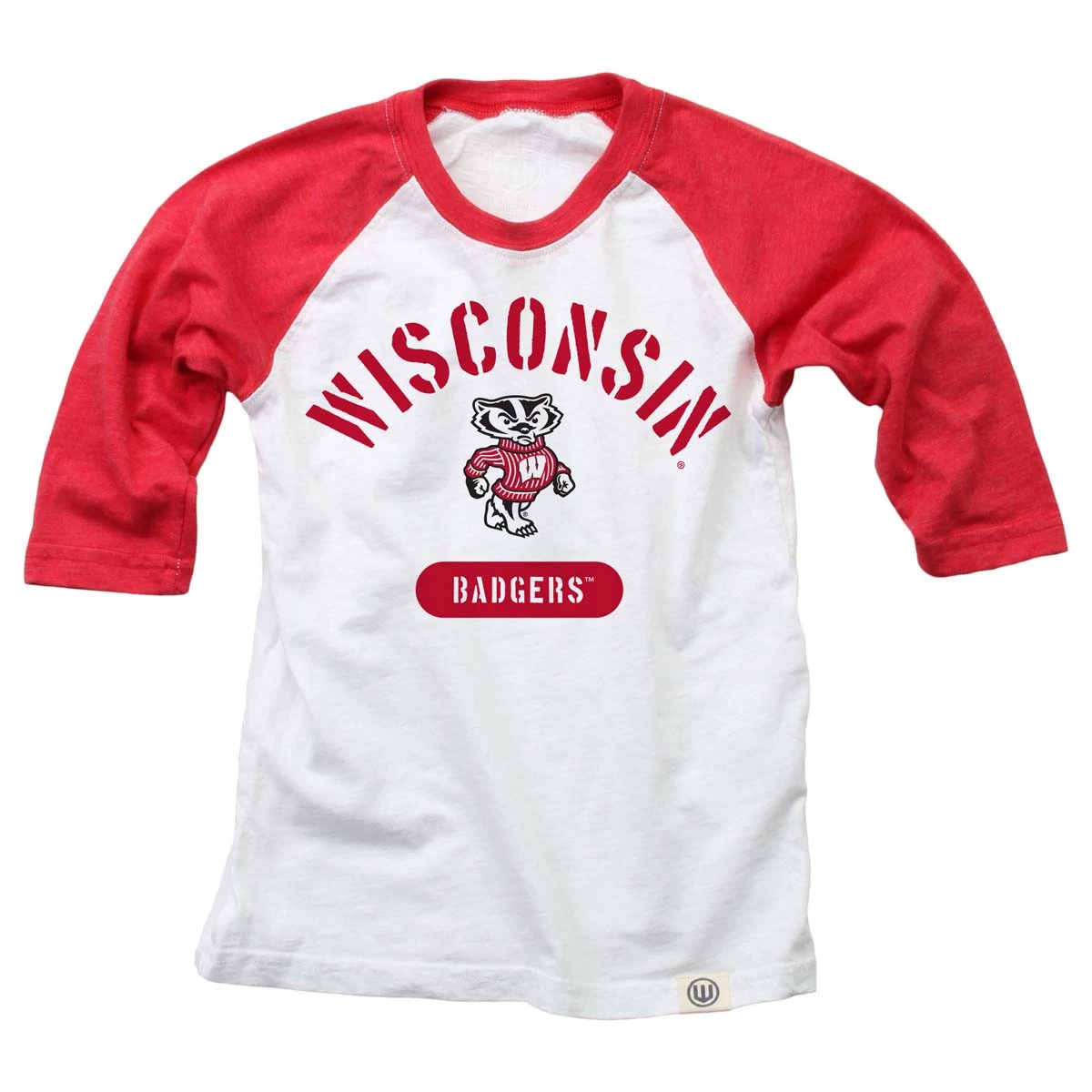 Wes And Willy Kids' Wisconsin Badgers Hans Raglan T-Shirt White 3 Wes And Willy Kids' Wisconsin Badgers Hans Raglan T-Shirt White