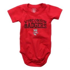 Wes And Willy Infant Wisconsin Badgers Rafiki Onesie Cherry