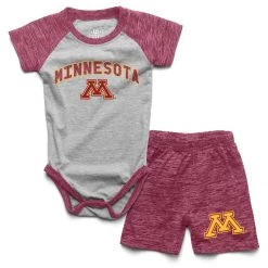 Wes And Willy Infant Minnesota Golden Gophers Hiro Onesie/Short Set Maroon