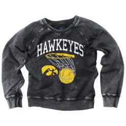 Wes And Willy Kids' Iowa Hawkeyes Ruth Team Crewneck Sweatshirt Black
