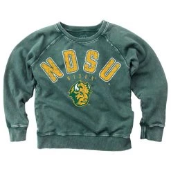 Wes And Willy Girls' North Dakota State Bison Washed Crewneck Forest