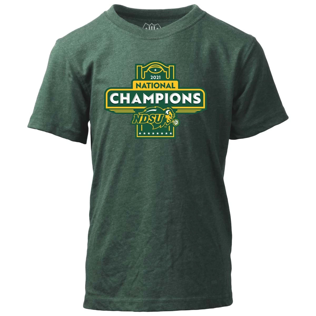 Wes And Willy Kids' North Dakota State Bison 2021 National Champions T-Shirt Green 3 Wes And Willy Kids' North Dakota State Bison 2021 National Champions T-Shirt Green