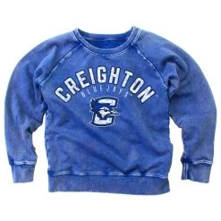 Wes And Willy Girls' Creighton Bluejays Washed Crewneck Royal