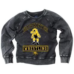 Wes And Willy Kids' Iowa Hawkeyes Angle Crewneck Sweatshirt Black