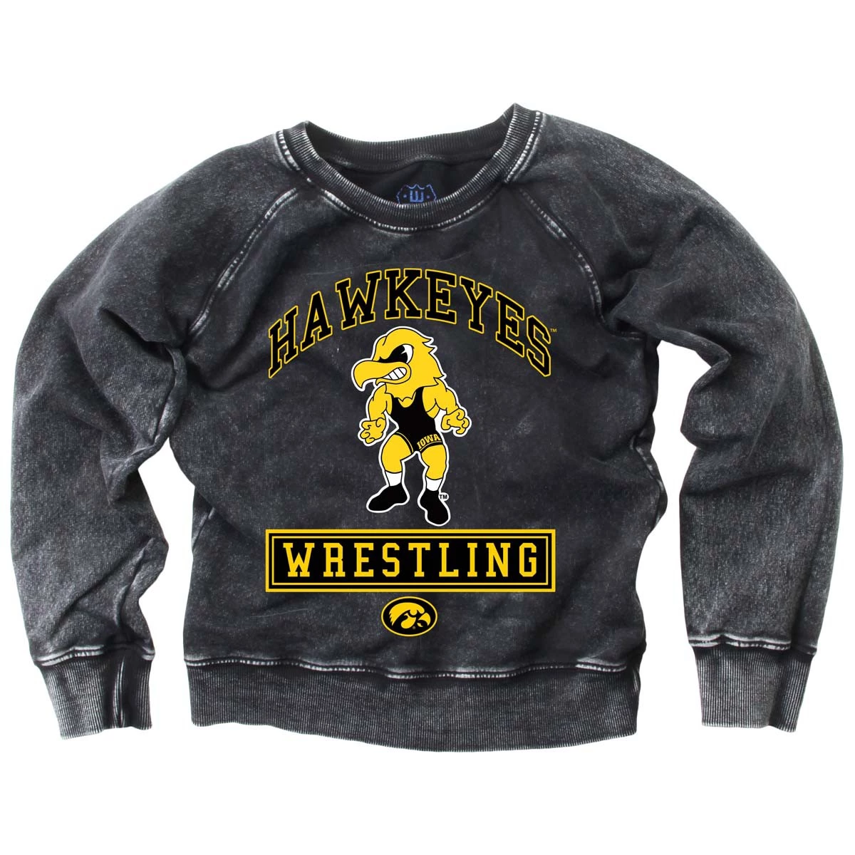 Wes And Willy Kids' Iowa Hawkeyes Angle Crewneck Sweatshirt Black 3 Wes And Willy Kids' Iowa Hawkeyes Angle Crewneck Sweatshirt Black