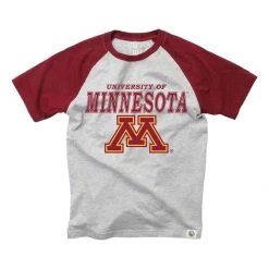 Wes And Willy Kids' Minnesota Golden Gophers Raglan Simba T-Shirt Wine