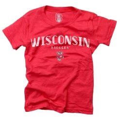 Wes And Willy Girls' Wisconsin Badgers Basic Logo T-Shirt Red