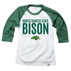 Wes And Willy Kids' North Dakota State Bison Raglan 1/4 Sleeve Shirt White