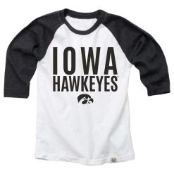 Wes And Willy Kids' Iowa Hawkeyes Raglan 1/4 Sleeve Shirt White