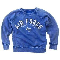 Wes And Willy Kids' Air Force Academy Washed Crewneck Royal