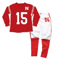 Wes And Willy Kids' Nebraska Cornhuskers Football Pajama Red