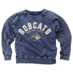 Wes And Willy Girls' Montana State Bobcats Washed Crewneck Navy