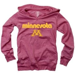 Wes And Willy Kids' Minnesota Golden Gophers Burnout Hoodie Maroon