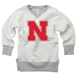 Wes And Willy Kids' Nebraska Cornhuskers Reverse Crewneck Grey Heather