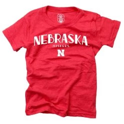 Wes And Willy Girls' Nebraska Cornhuskers Basic Logo T-Shirt Red