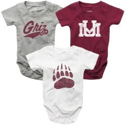 Wes And Willy Infant Montana Grizzlies Hopper Onesie 3 Pack Assorted